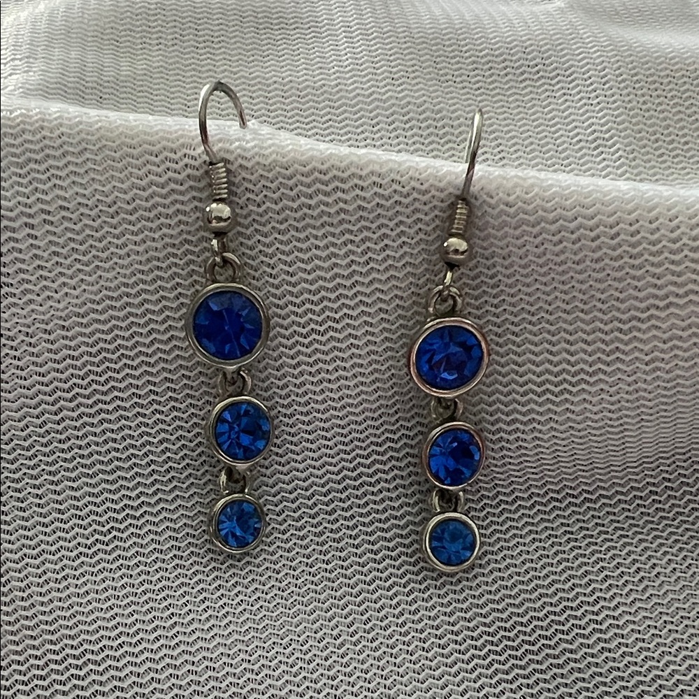 Elegant Blue Gemstone Drop Earrings